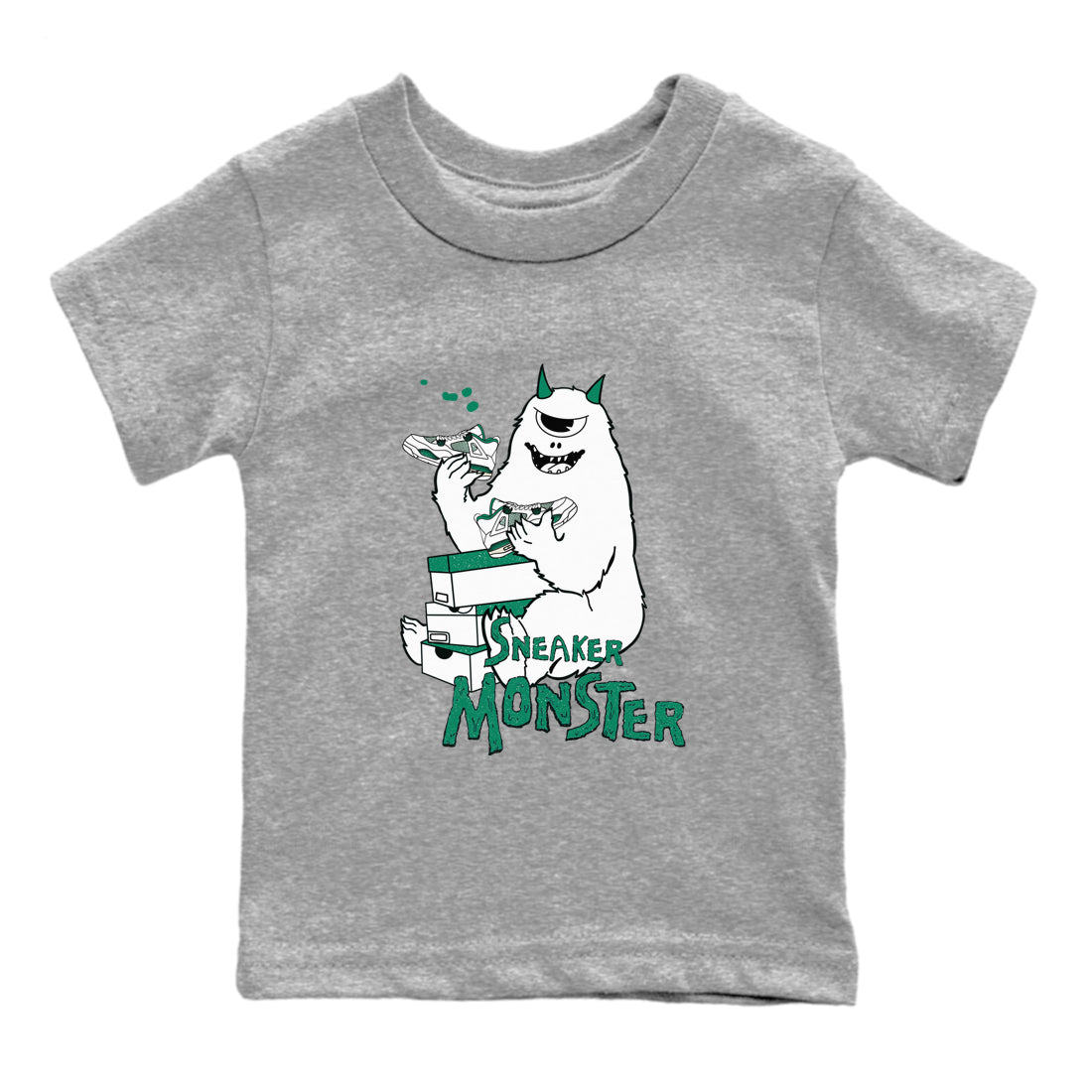 4s Oxidized Green shirts to match jordans Sneaker Monster sneaker match tees Air Jordan 4 Oxidized Green SNRT Sneaker Tees streetwear brand Baby and Youth Heather Grey 2 cotton tee