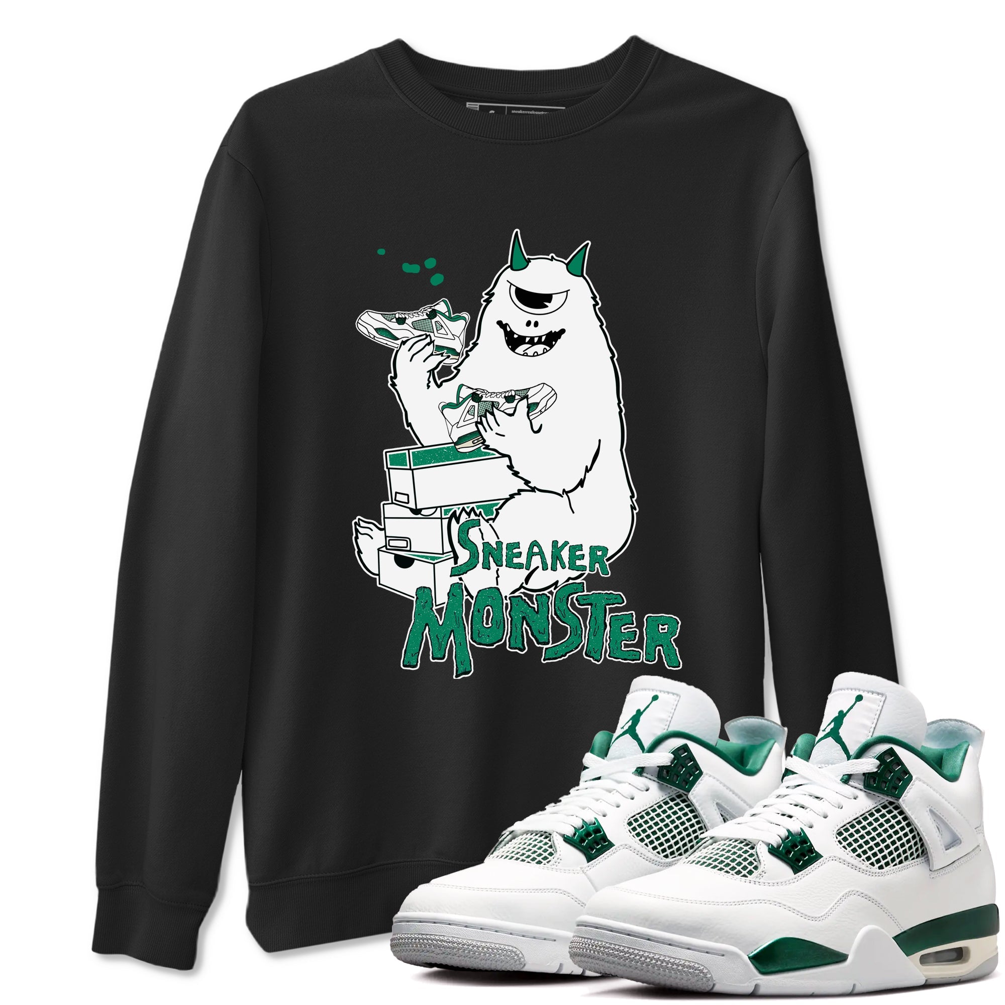 4s Oxidized Green shirts to match jordans Sneaker Monster sneaker match tees Air Jordan 4 Oxidized Green SNRT Sneaker Tees streetwear brand Black 1 unisex cotton tee