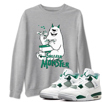 4s Oxidized Green shirts to match jordans Sneaker Monster sneaker match tees Air Jordan 4 Oxidized Green SNRT Sneaker Tees streetwear brand Heather Grey 1 unisex cotton tee