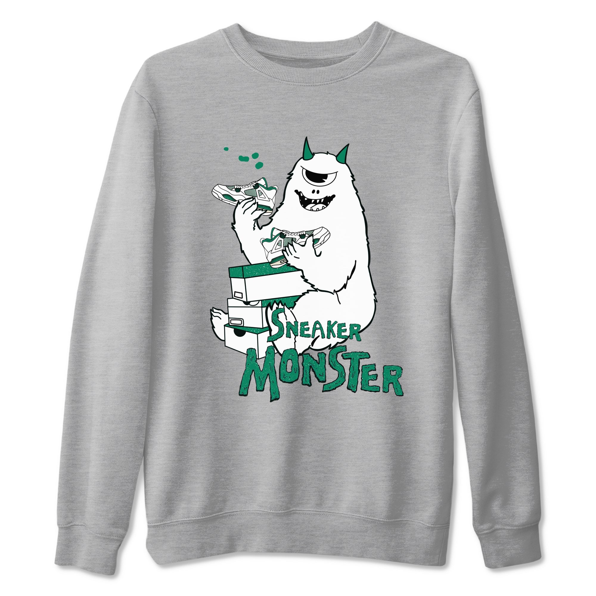 4s Oxidized Green shirts to match jordans Sneaker Monster sneaker match tees Air Jordan 4 Oxidized Green SNRT Sneaker Tees streetwear brand Heather Grey 2 unisex cotton tee