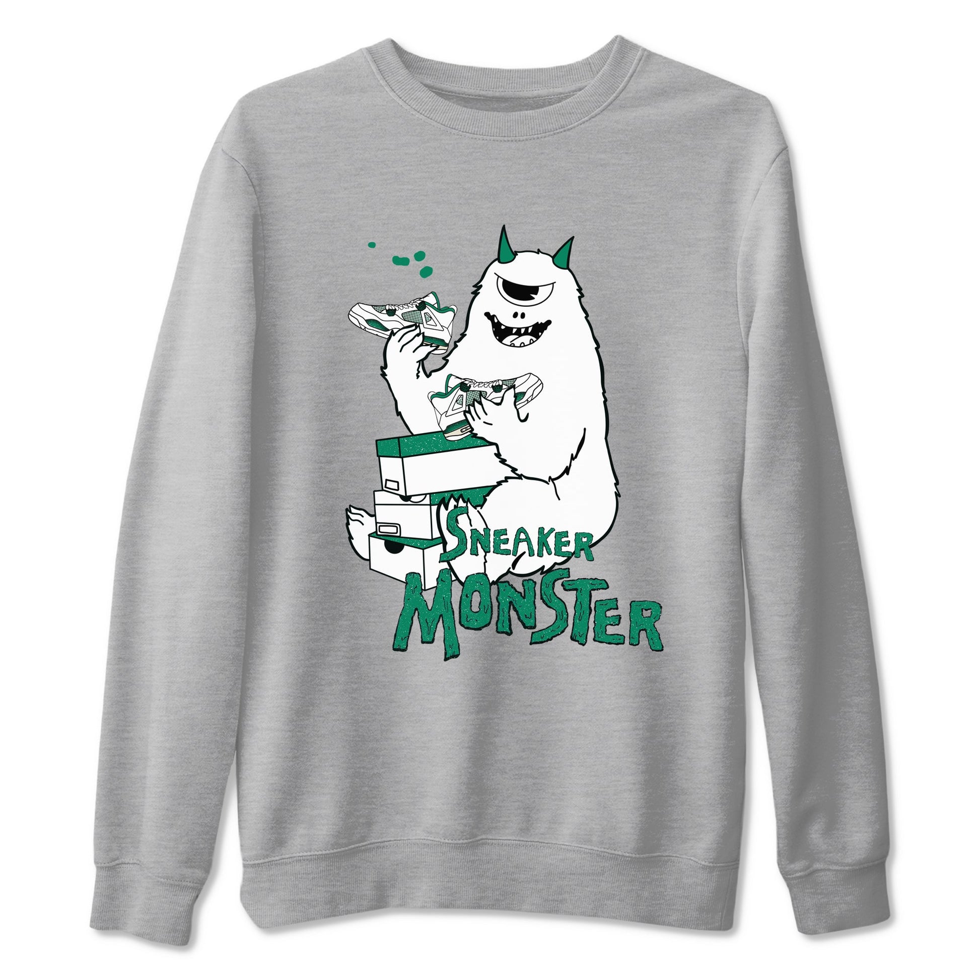 4s Oxidized Green shirts to match jordans Sneaker Monster sneaker match tees Air Jordan 4 Oxidized Green SNRT Sneaker Tees streetwear brand Heather Grey 2 unisex cotton tee