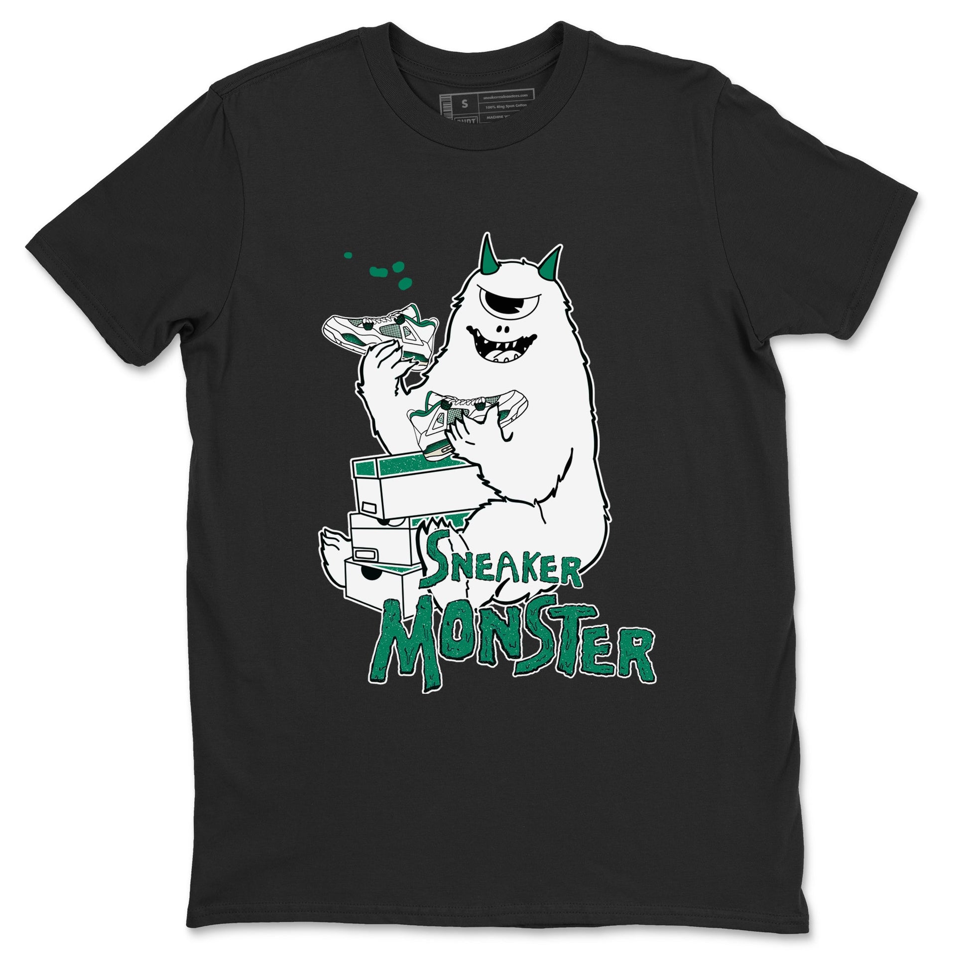 4s Oxidized Green shirts to match jordans Sneaker Monster sneaker match tees Air Jordan 4 Oxidized Green SNRT Sneaker Tees streetwear brand Black 2 unisex cotton tee