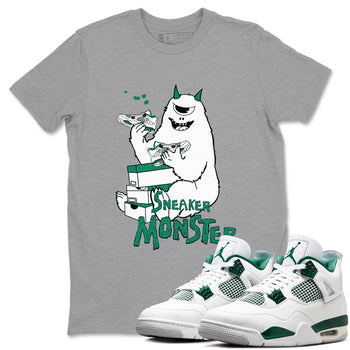 4s Oxidized Green shirts to match jordans Sneaker Monster sneaker match tees Air Jordan 4 Oxidized Green SNRT Sneaker Tees streetwear brand Heather Grey 1 unisex cotton tee