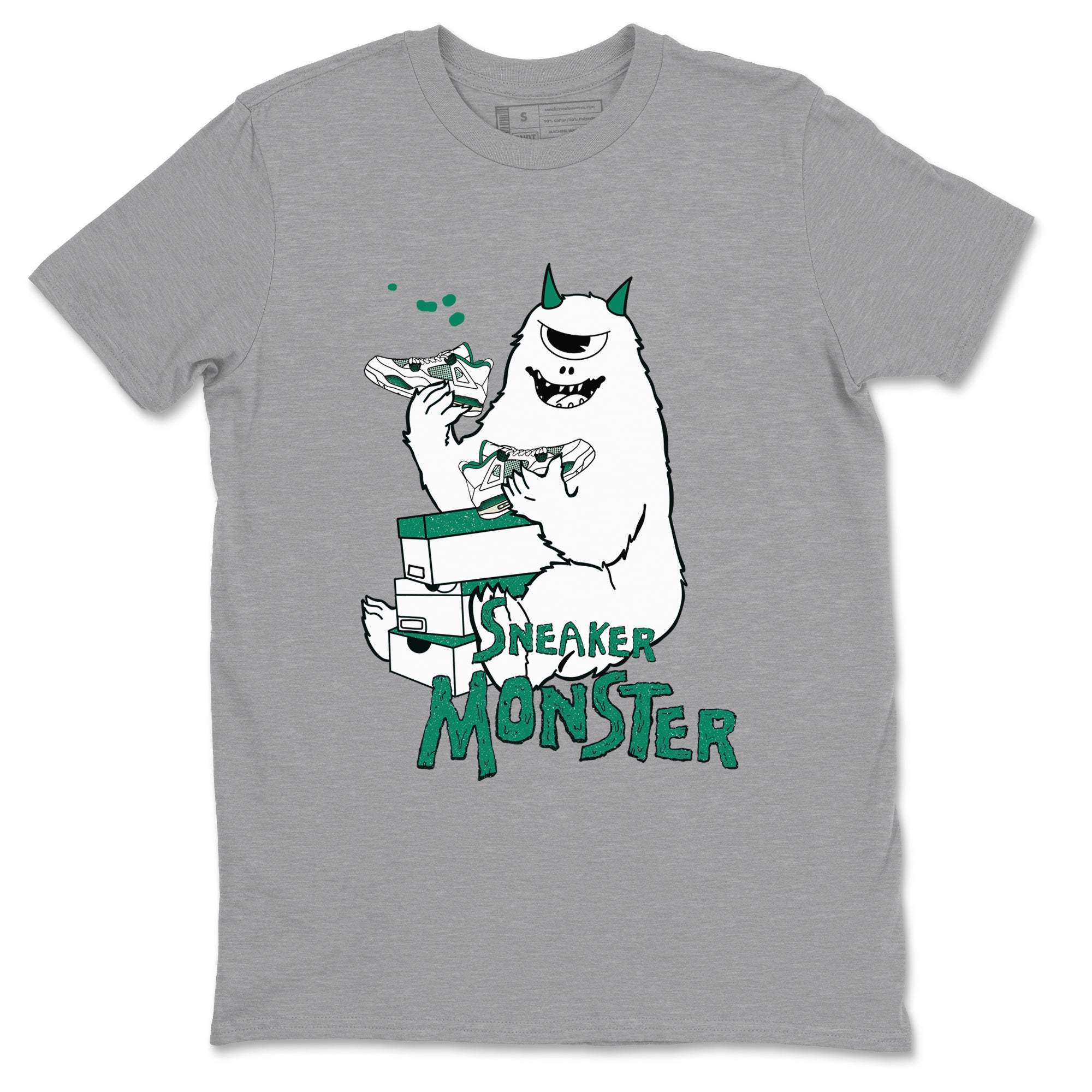 4s Oxidized Green shirts to match jordans Sneaker Monster sneaker match tees Air Jordan 4 Oxidized Green SNRT Sneaker Tees streetwear brand Heather Grey 2 unisex cotton tee