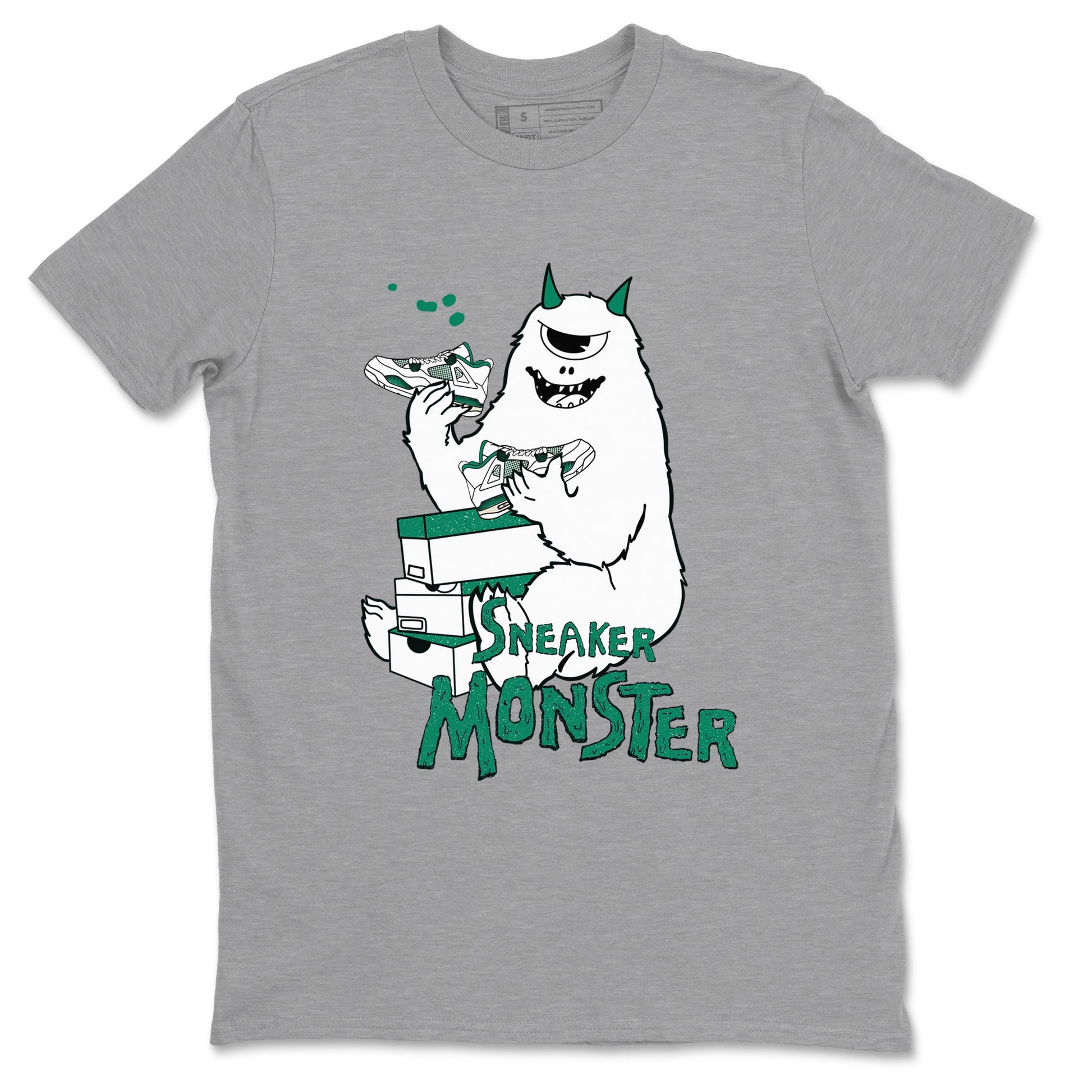 4s Oxidized Green shirts to match jordans Sneaker Monster sneaker match tees Air Jordan 4 Oxidized Green SNRT Sneaker Tees streetwear brand Heather Grey 2 unisex cotton tee