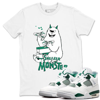 4s Oxidized Green shirts to match jordans Sneaker Monster sneaker match tees Air Jordan 4 Oxidized Green SNRT Sneaker Tees streetwear brand White 1 unisex cotton tee