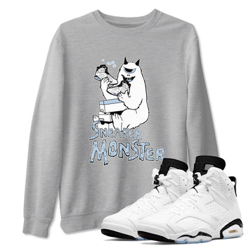 Air Jordan 6 Reverse Oreo shirts to match jordans Sneaker Monster sneaker match tees Air Jordan 6 White Black SNRT Sneaker Release Tees unisex cotton Heather Grey 1 crew neck shirt