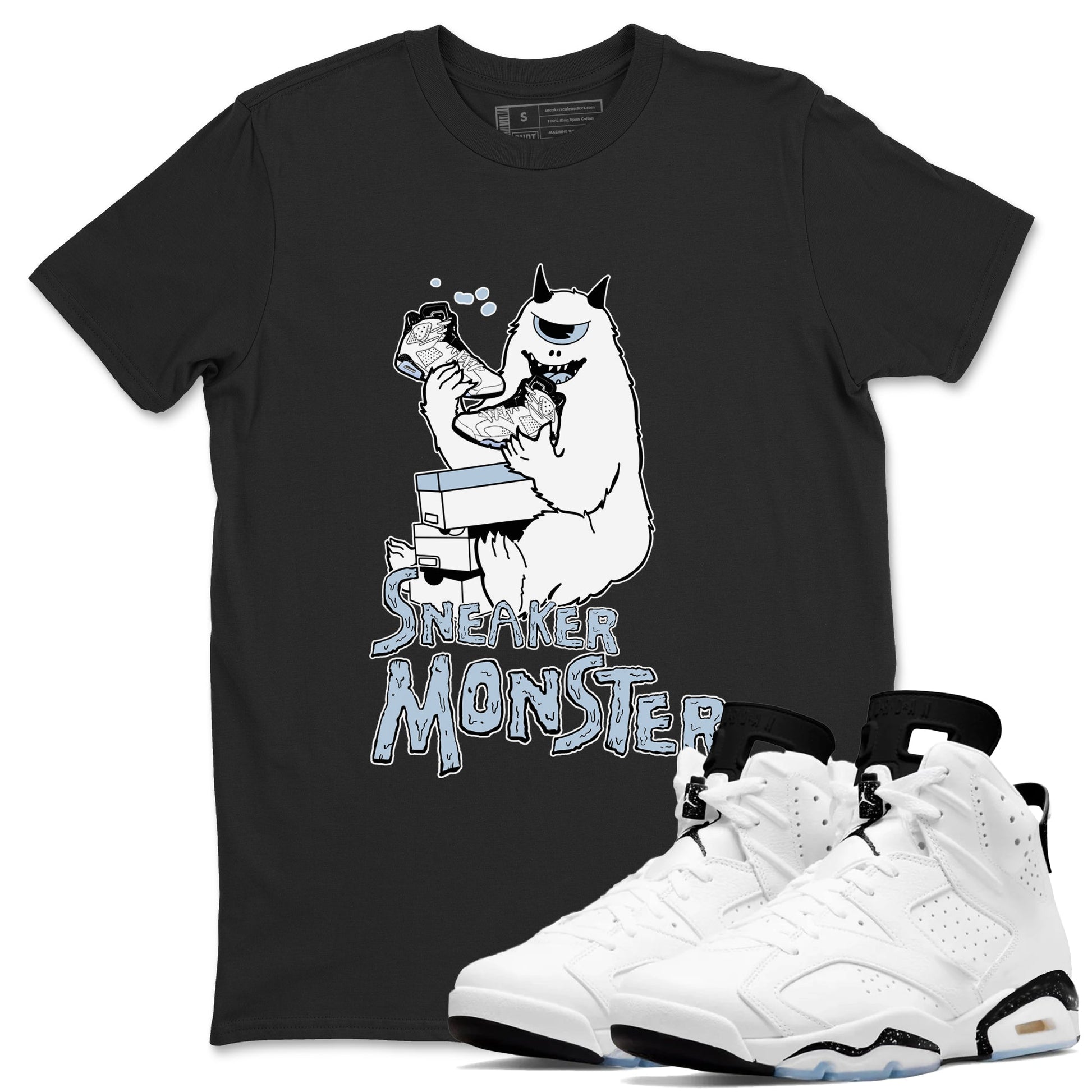 Air Jordan 6 Reverse Oreo shirts to match jordans Sneaker Monster sneaker match tees Air Jordan 6 White Black SNRT Sneaker Release Tees unisex cotton Black 1 crew neck shirt