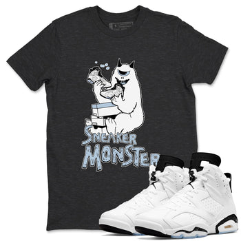 Air Jordan 6 Reverse Oreo shirts to match jordans Sneaker Monster sneaker match tees Air Jordan 6 White Black SNRT Sneaker Release Tees unisex cotton Charcoal Heather 1 crew neck shirt
