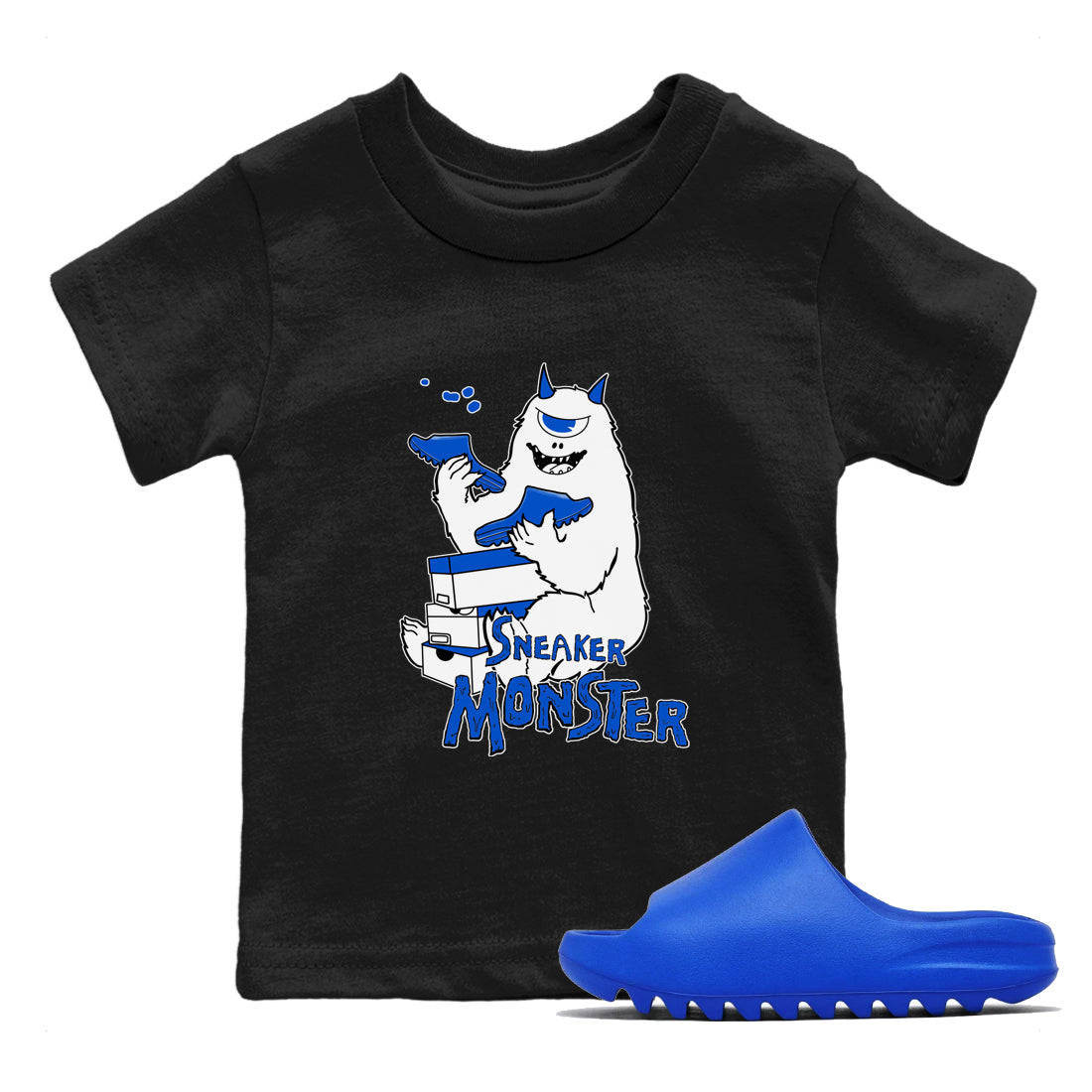 Yeezy Slide Azure shirts to match jordans Sneaker Monster sneaker match tees Yeezy Slide Azure SNRT Sneaker Tees streetwear brand Baby and Youth Black 1 cotton tee