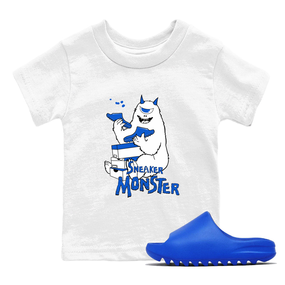 Yeezy Slide Azure shirts to match jordans Sneaker Monster sneaker match tees Yeezy Slide Azure SNRT Sneaker Tees streetwear brand Baby and Youth White 1 cotton tee