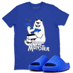 Yeezy Slide Azure shirts to match jordans Sneaker Monster sneaker match tees Yeezy Slide Azure SNRT Sneaker Tees streetwear brand Royal Blue 1 unisex cotton tee