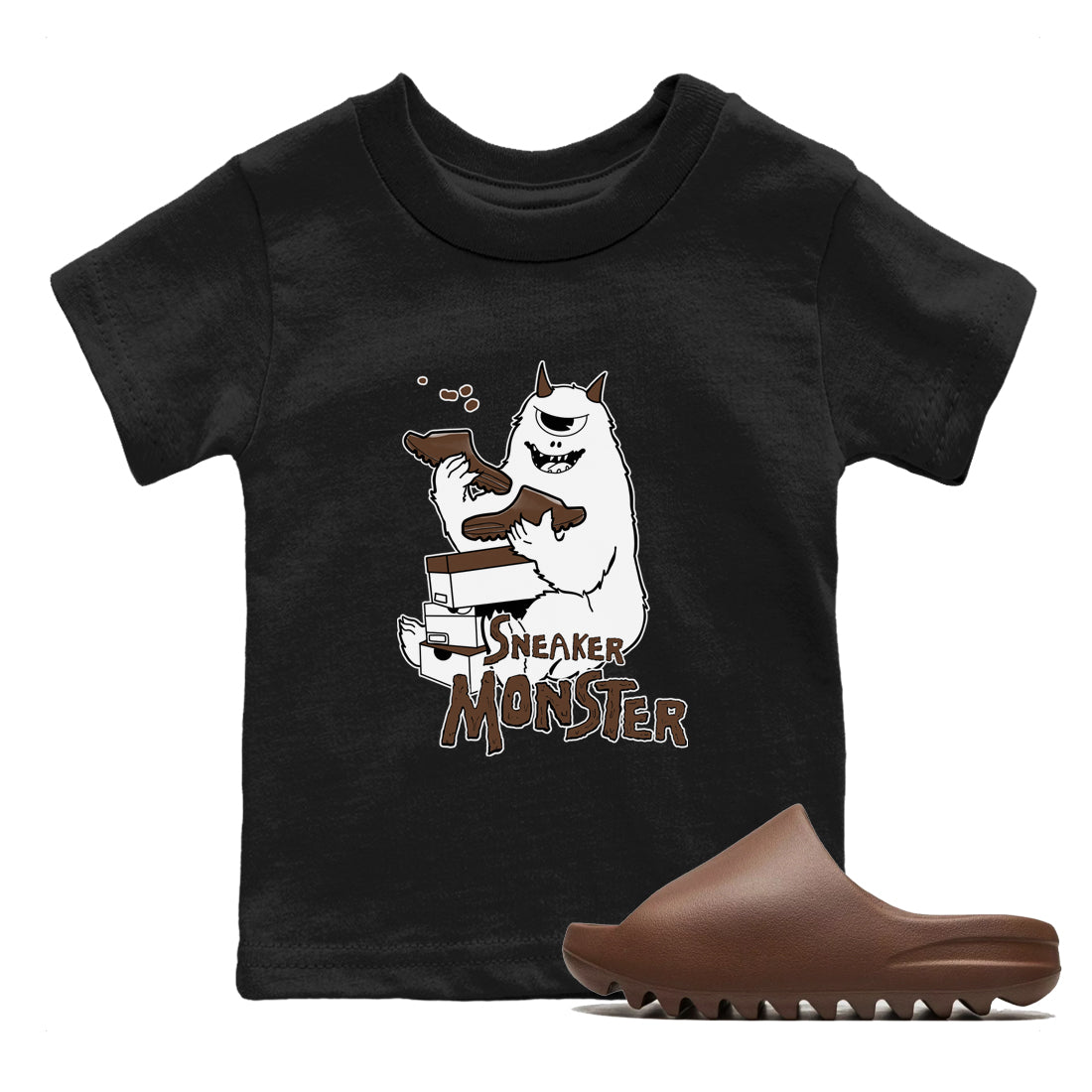 Yeezy Slide Flax shirts to match jordans Sneaker Monster sneaker match tees Yeezy Slide Flax SNRT Sneaker Tees streetwear brand Baby and Youth Black 1 cotton tee