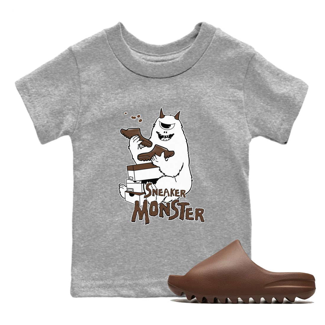 Yeezy Slide Flax shirts to match jordans Sneaker Monster sneaker match tees Yeezy Slide Flax SNRT Sneaker Tees streetwear brand Baby and Youth Heather Grey 1 cotton tee