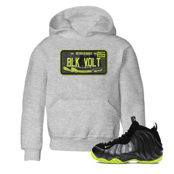 Foams One Black Volt shirts to match jordans Sneaker Plate sneaker match tees Air Foamposite One Black and Volt match shoes to clothes SNRT Sneaker Tees Youth Baby Heather Grey 1 tee