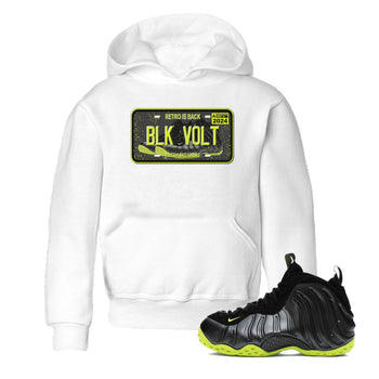 Foams One Black Volt shirts to match jordans Sneaker Plate sneaker match tees Air Foamposite One Black and Volt match shoes to clothes SNRT Sneaker Tees Youth Baby White 1 tee