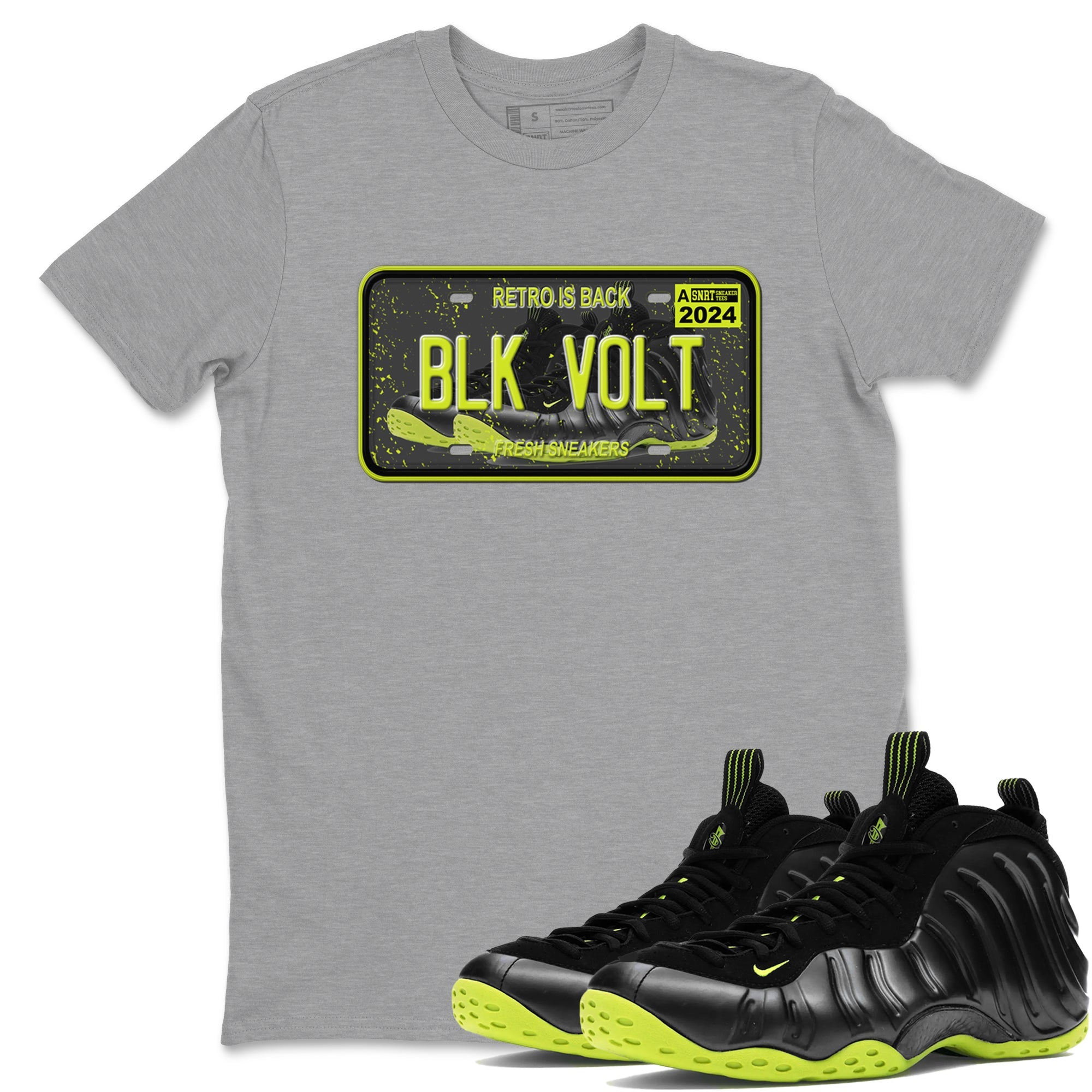 Foams One Black Volt shirts to match jordans Sneaker Plate sneaker match tees Air Foamposite One Black and Volt match shoes to clothes SNRT Sneaker Tees unisex cotton Heather Grey 1 shirts