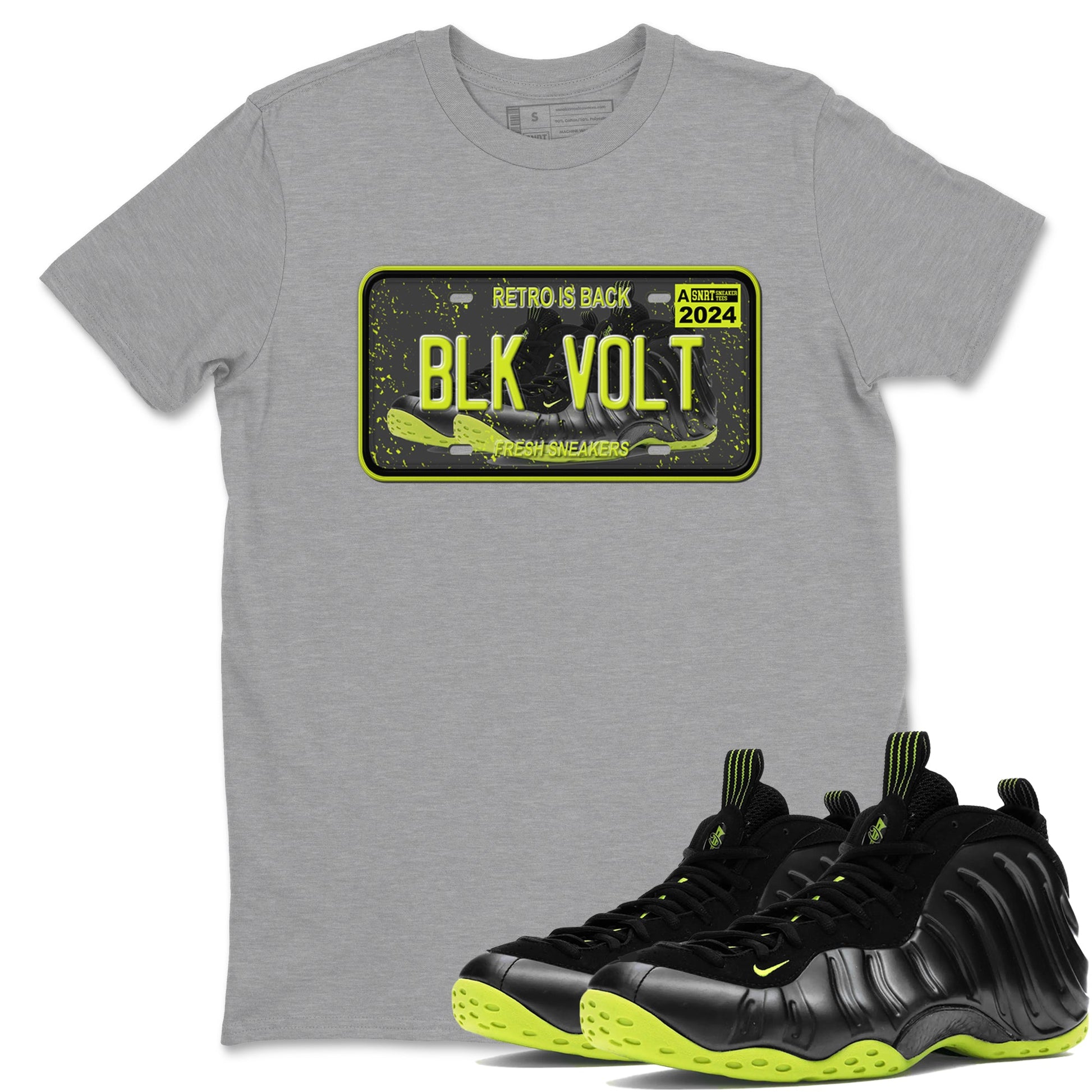 Foams One Black Volt shirts to match jordans Sneaker Plate sneaker match tees Air Foamposite One Black and Volt match shoes to clothes SNRT Sneaker Tees unisex cotton Heather Grey 1 shirts
