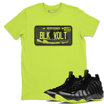 Foams One Black Volt shirts to match jordans Sneaker Plate sneaker match tees Air Foamposite One Black and Volt match shoes to clothes SNRT Sneaker Tees unisex cotton Safety Green 1 shirts