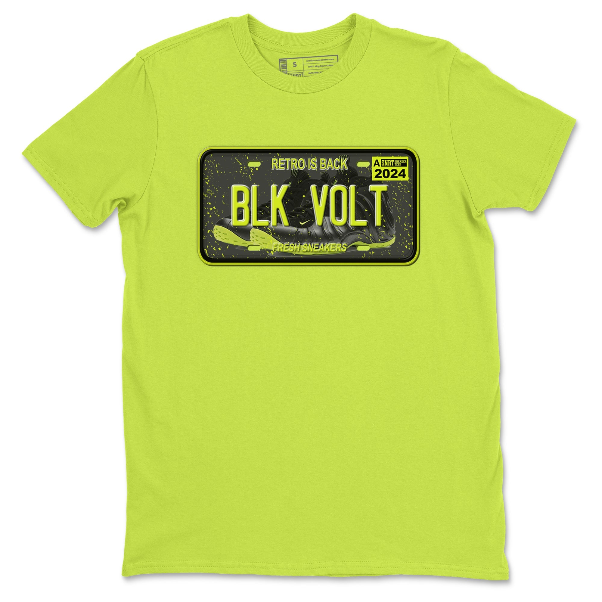 Foams One Black Volt shirts to match jordans Sneaker Plate sneaker match tees Air Foamposite One Black and Volt match shoes to clothes SNRT Sneaker Tees unisex cotton Safety Green 2 shirts