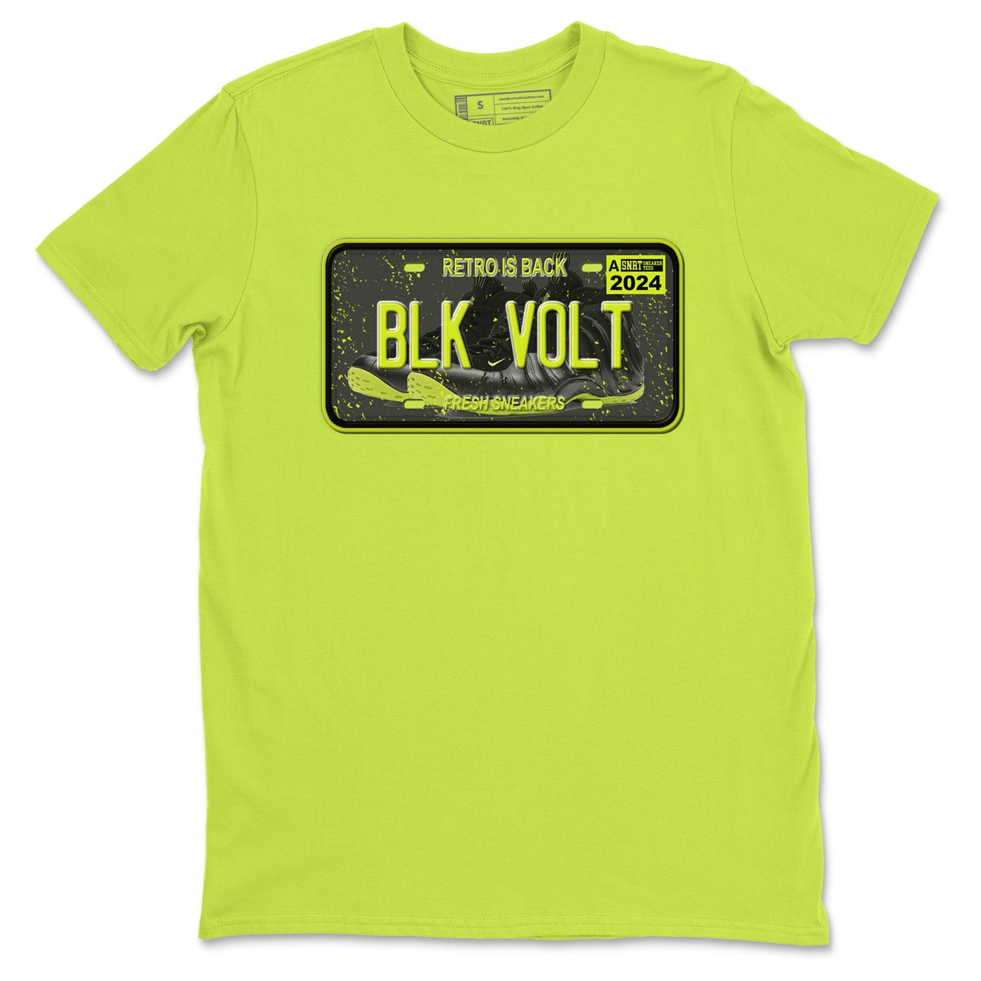 Foams One Black Volt shirts to match jordans Sneaker Plate sneaker match tees Air Foamposite One Black and Volt match shoes to clothes SNRT Sneaker Tees unisex cotton Safety Green 2 shirts