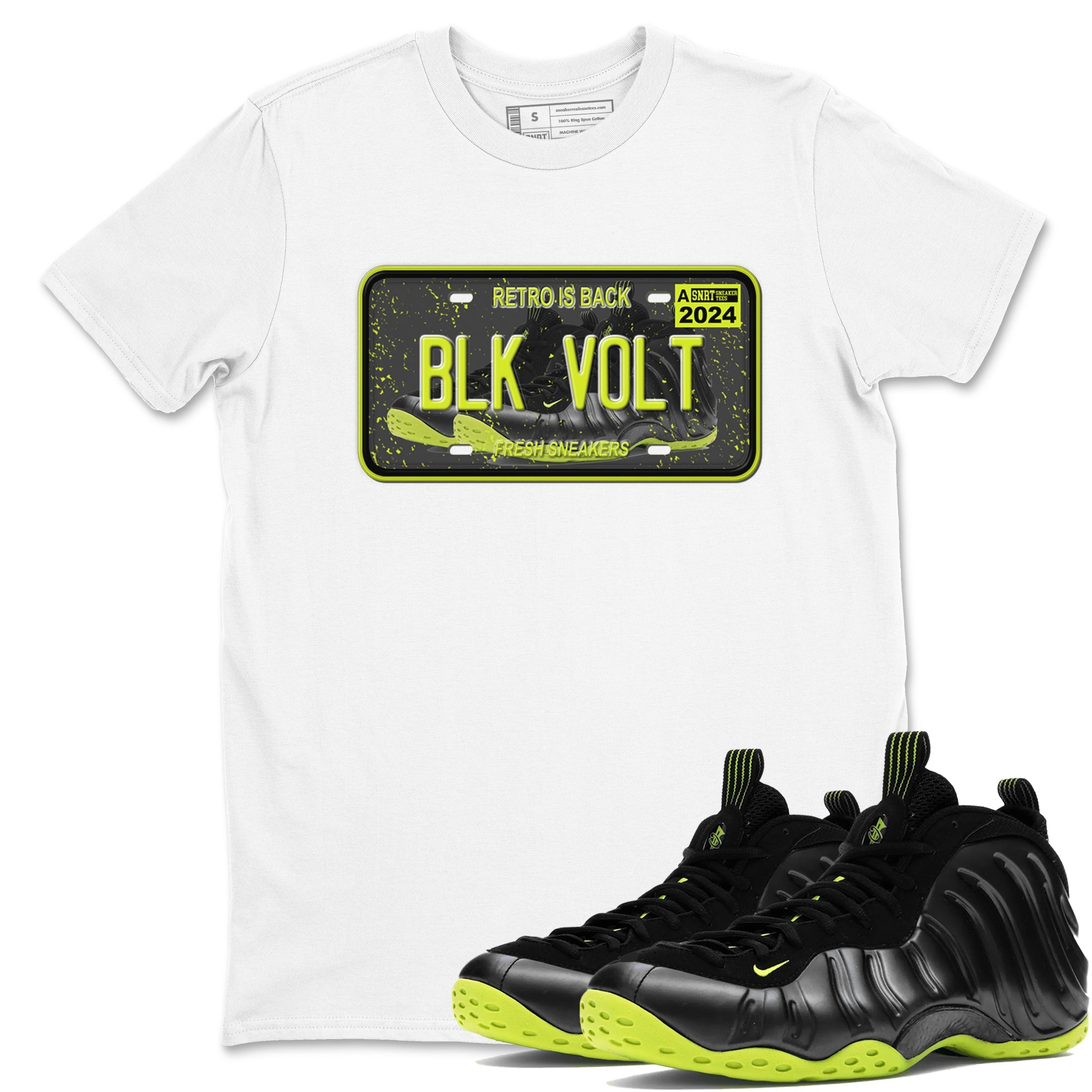 Foams One Black Volt shirts to match jordans Sneaker Plate sneaker match tees Air Foamposite One Black and Volt match shoes to clothes SNRT Sneaker Tees unisex cotton White 1 shirts