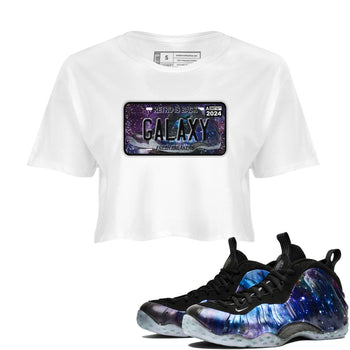 Air Foamposite One Galaxy shirts to match jordans Sneaker Plate sneaker match tees Air Foamposite One Galaxy SNRT Sneaker Release Tees unisex cotton White 1 Crop Shirts