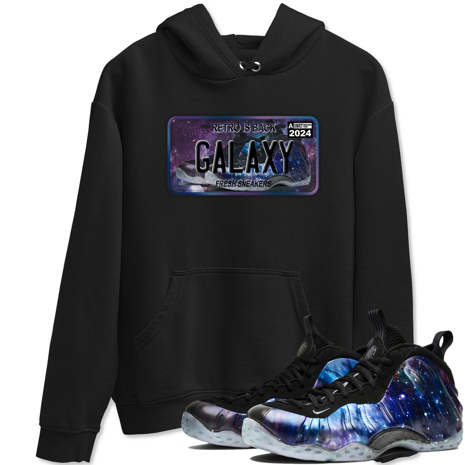 Air Foamposite One Galaxy shirts to match jordans Sneaker Plate sneaker match tees Air Foamposite One Galaxy SNRT Sneaker Release Tees unisex cotton Black 1 crew neck shirts