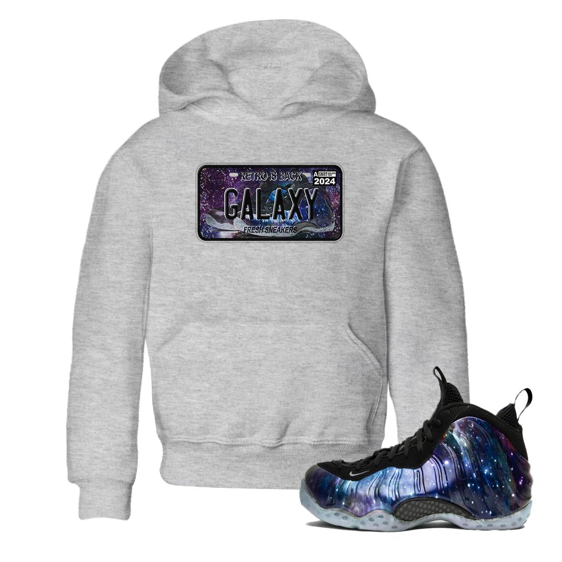 Air Foamposite One Galaxy shirts to match jordans Sneaker Plate sneaker match tees Air Foamposite One Galaxy SNRT Sneaker Release Tees Youth Baby Heather Grey 1 crew neck shirts