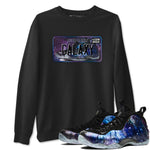 Air Foamposite One Galaxy shirts to match jordans Sneaker Plate sneaker match tees Air Foamposite One Galaxy SNRT Sneaker Release Tees unisex cotton Black 1 crew neck shirts