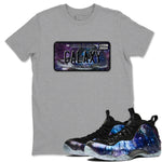 Air Foamposite One Galaxy shirts to match jordans Sneaker Plate sneaker match tees Air Foamposite One Galaxy SNRT Sneaker Release Tees unisex cotton Heather Grey 1 crew neck shirts