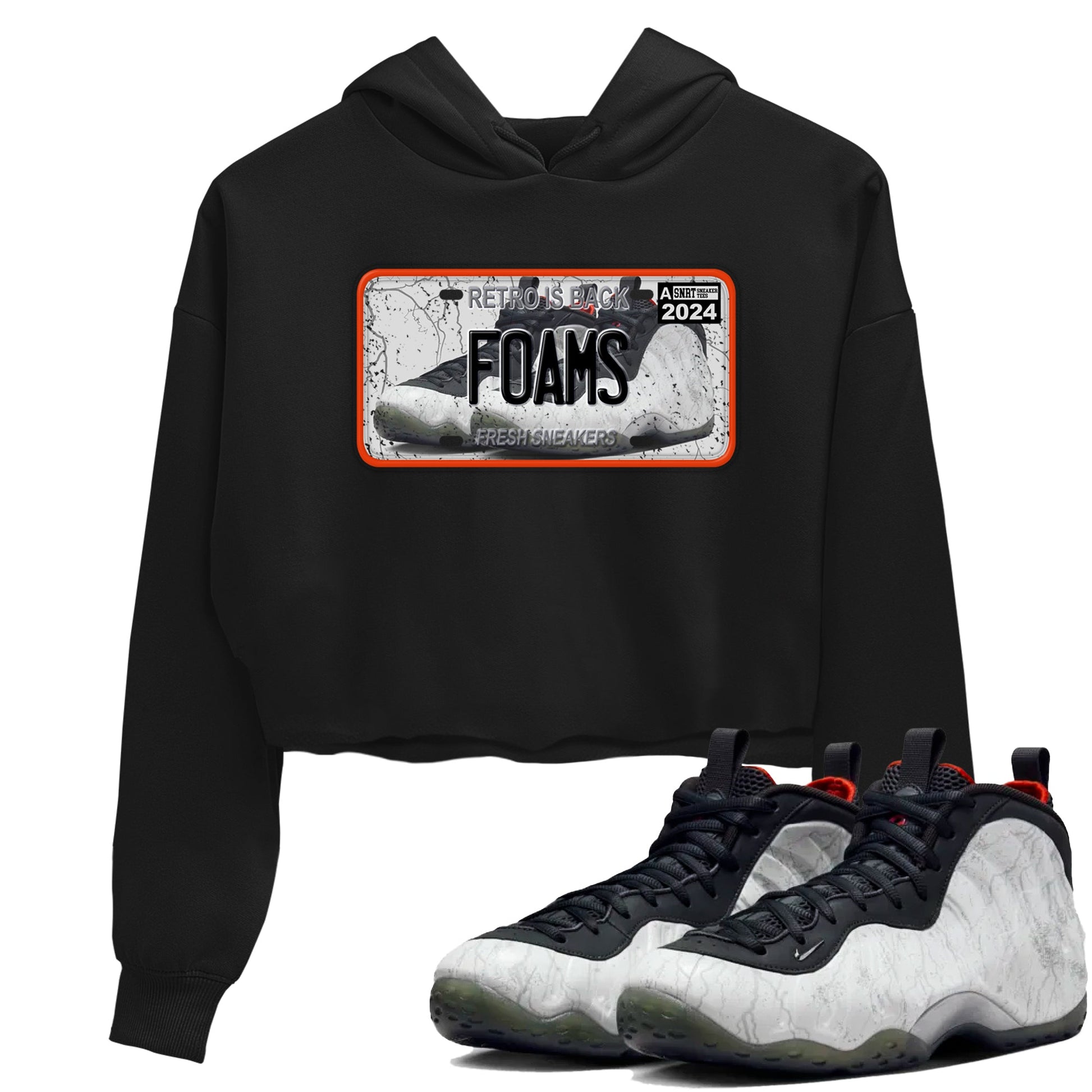 Foams One Jin shirts to match jordans Sneaker Plate sneaker match tees Air Foamposite One Jin match shoes to clothes SNRT Sneaker Tees unisex cotton Black 1 crop tee