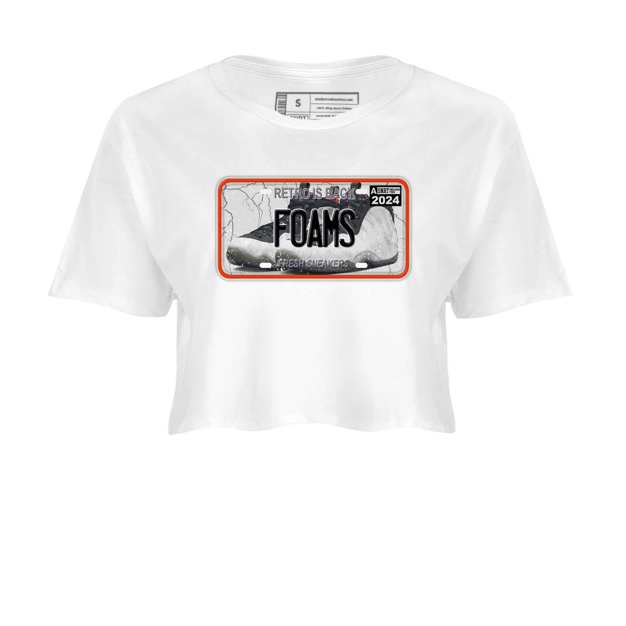 Foams One Jin shirts to match jordans Sneaker Plate sneaker match tees Air Foamposite One Jin match shoes to clothes SNRT Sneaker Tees unisex cotton White 2 crop tee