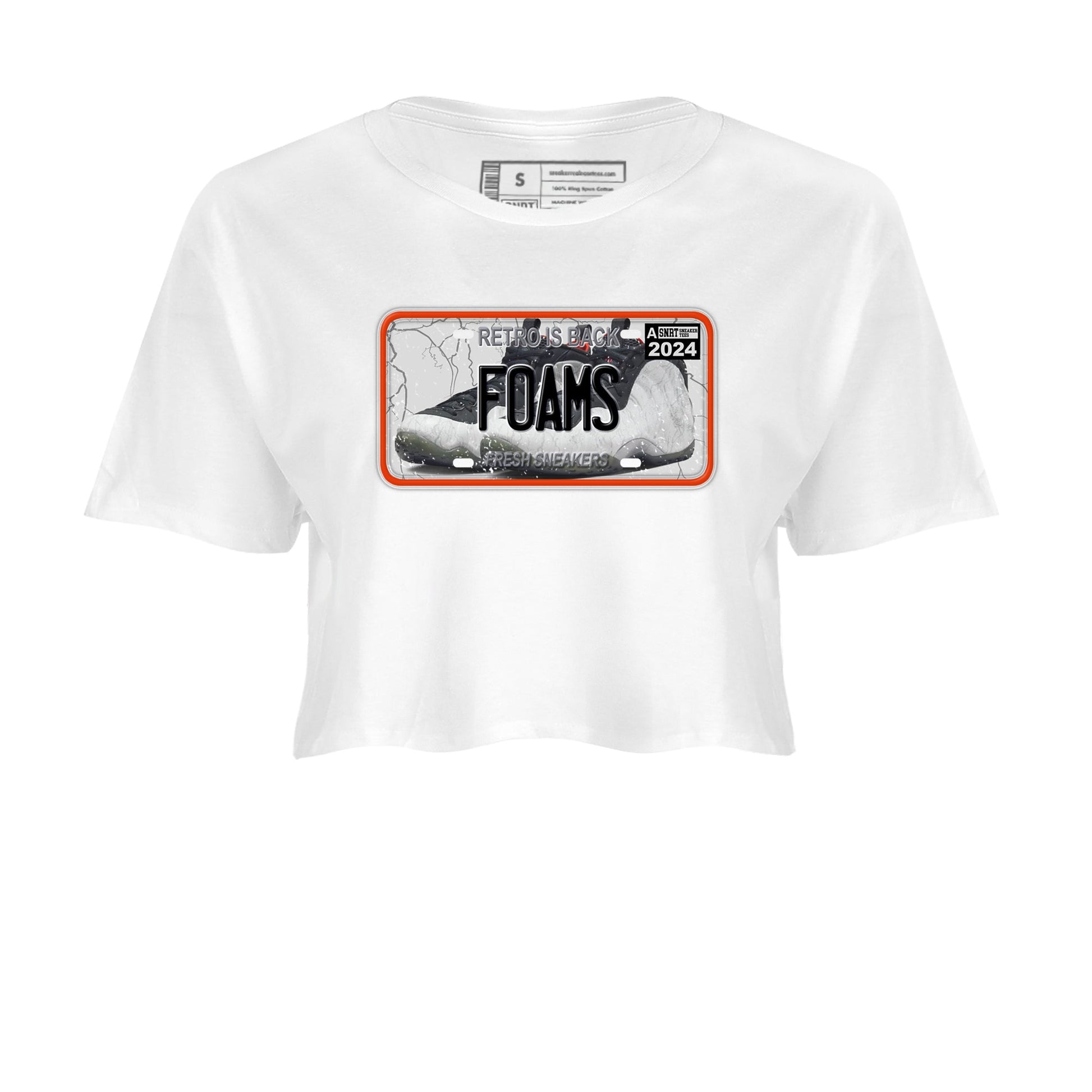 Foams One Jin shirts to match jordans Sneaker Plate sneaker match tees Air Foamposite One Jin match shoes to clothes SNRT Sneaker Tees unisex cotton White 2 crop tee
