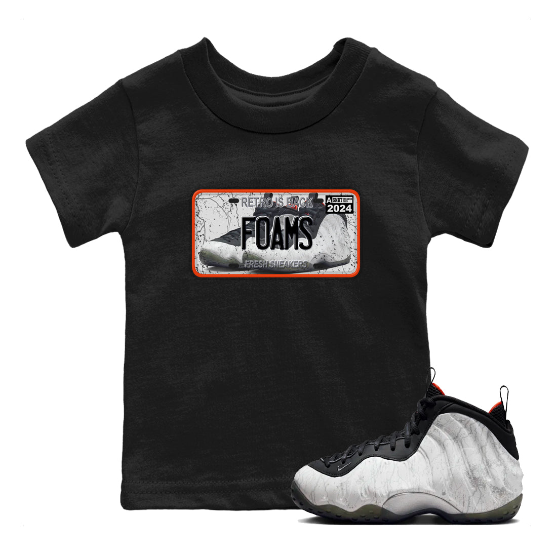 Foams One Jin shirts to match jordans Sneaker Plate sneaker match tees Air Foamposite One Jin match shoes to clothes SNRT Sneaker Tees Youth Baby Black 1 tee