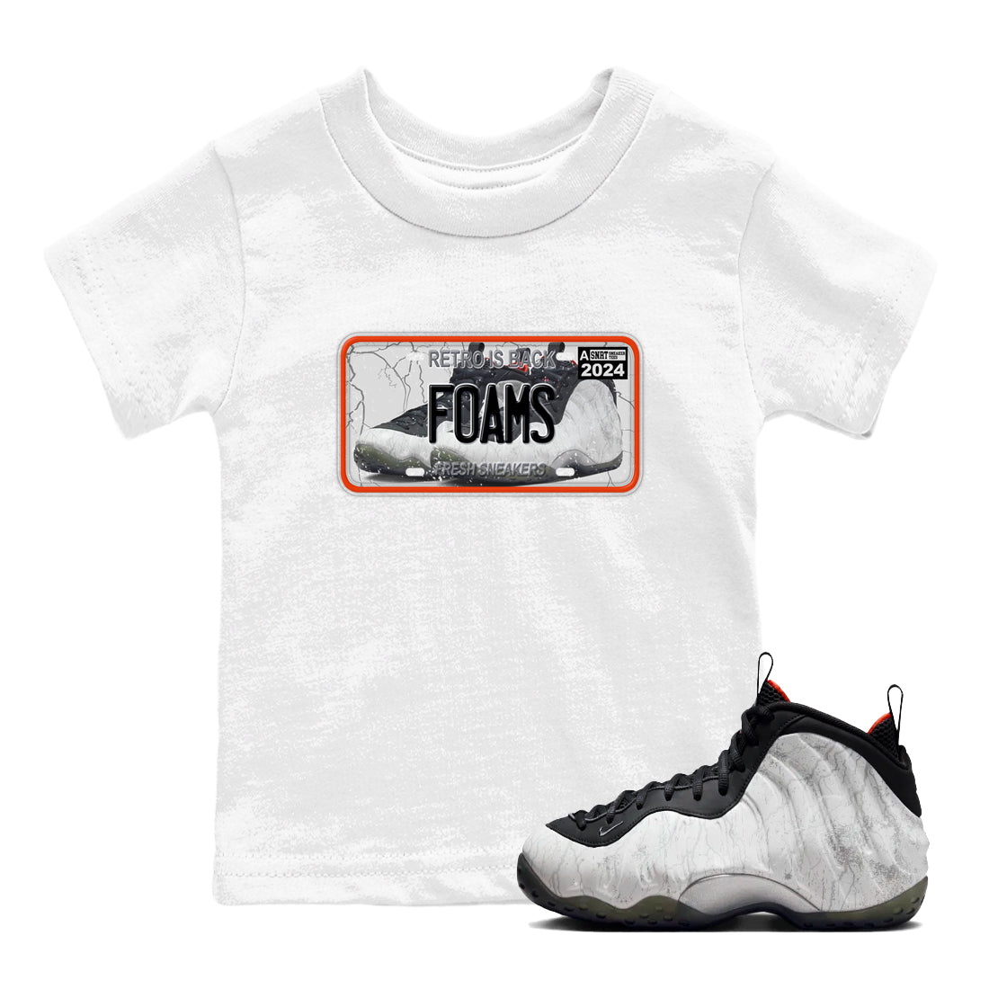Foams One Jin shirts to match jordans Sneaker Plate sneaker match tees Air Foamposite One Jin match shoes to clothes SNRT Sneaker Tees Youth Baby White 1 tee