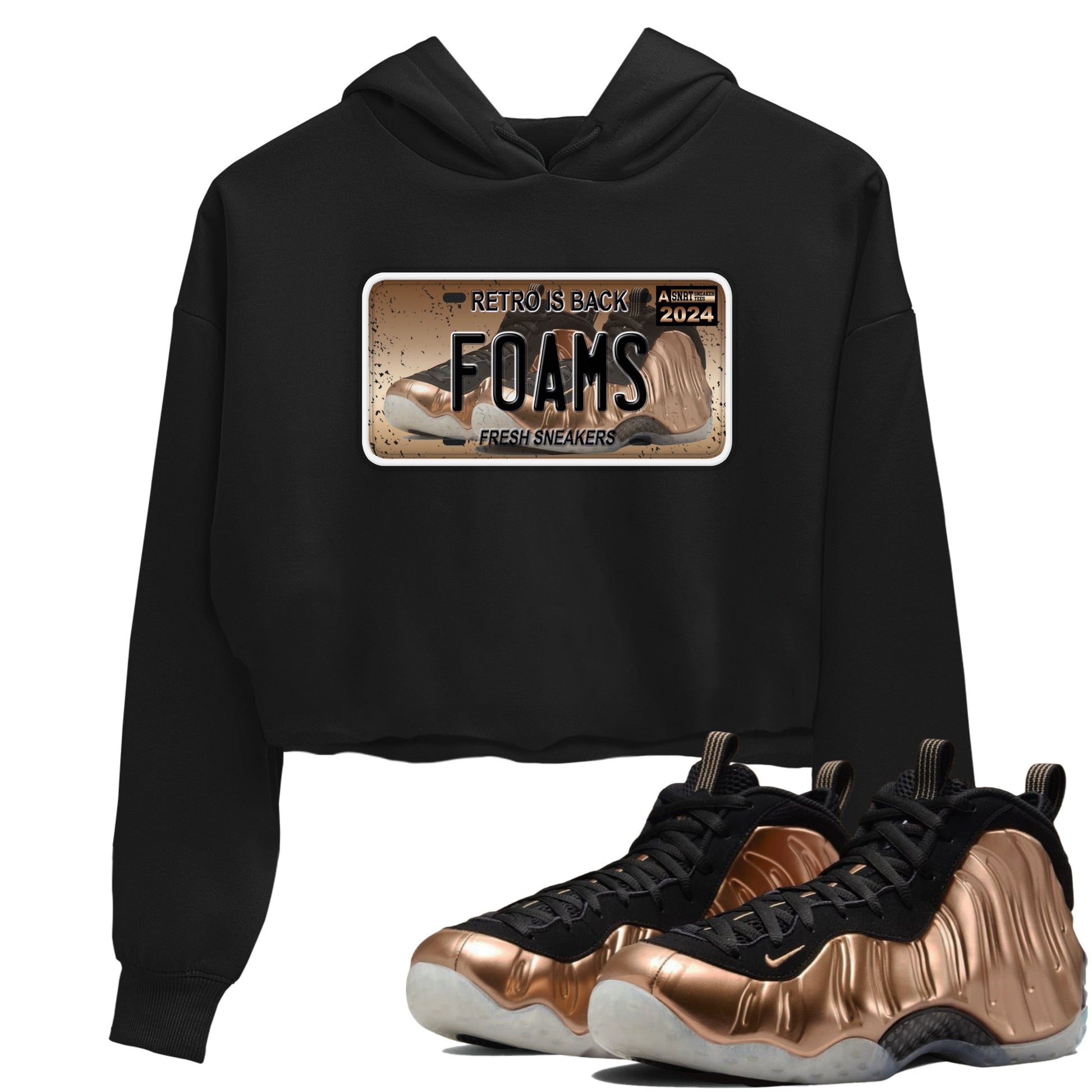 Air Foamposite One Metallic Copper shirts to match jordans Sneaker Plate sneaker match tees Foams One Metallic Copper match shoes to clothes SNRT Sneaker Tees unisex cotton Black 1 crop tee