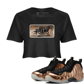 Air Foamposite One Metallic Copper shirts to match jordans Sneaker Plate sneaker match tees Foams One Metallic Copper match shoes to clothes SNRT Sneaker Tees unisex cotton Black 1 crop tee