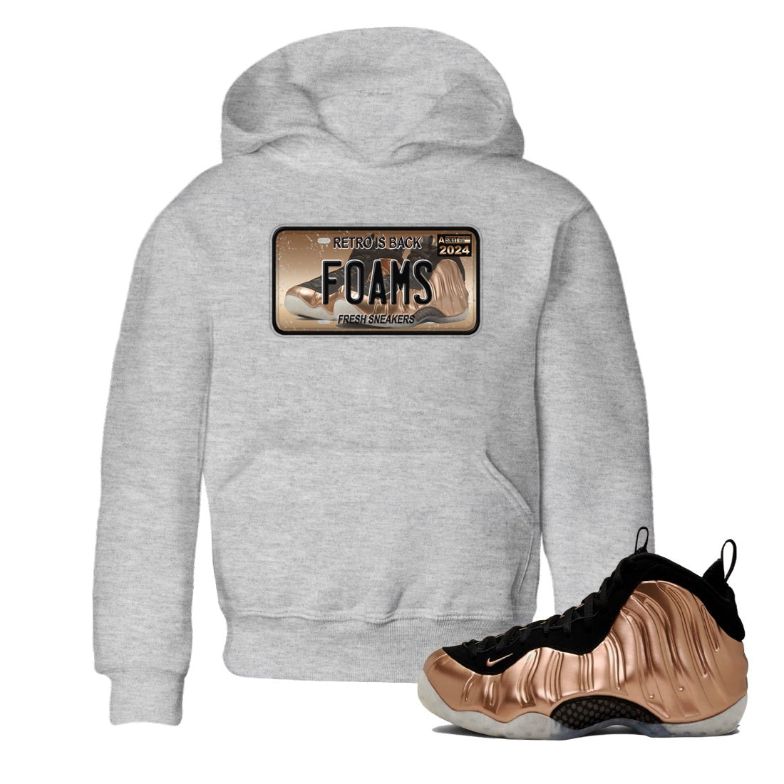 Air Foamposite One Metallic Copper shirts to match jordans Sneaker Plate sneaker match tees Foams One Metallic Copper match shoes to clothes SNRT Sneaker Tees Youth Baby Heather Grey 1 tee