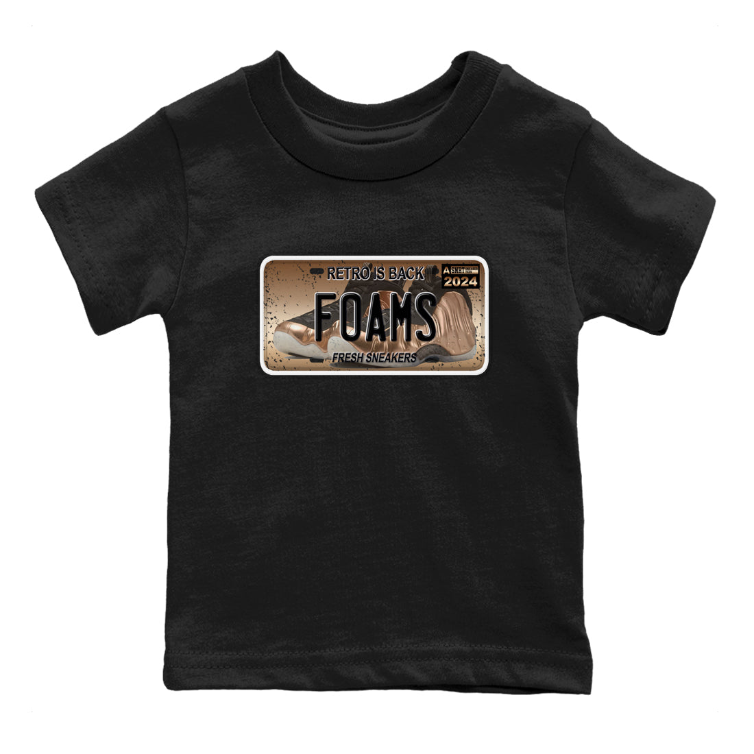 Air Foamposite One Metallic Copper shirts to match jordans Sneaker Plate sneaker match tees Foams One Metallic Copper match shoes to clothes SNRT Sneaker Tees Youth Baby Black 2 tee