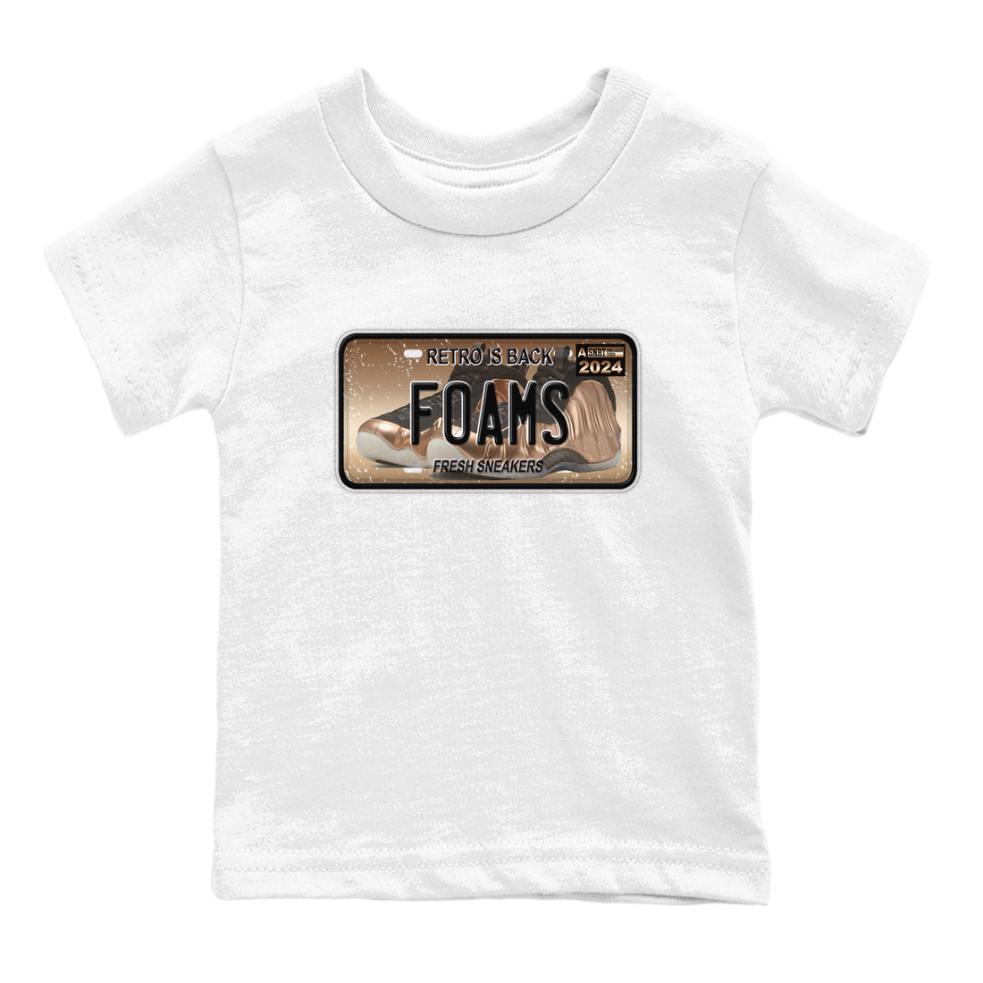 Air Foamposite One Metallic Copper shirts to match jordans Sneaker Plate sneaker match tees Foams One Metallic Copper match shoes to clothes SNRT Sneaker Tees Youth Baby White 2 tee
