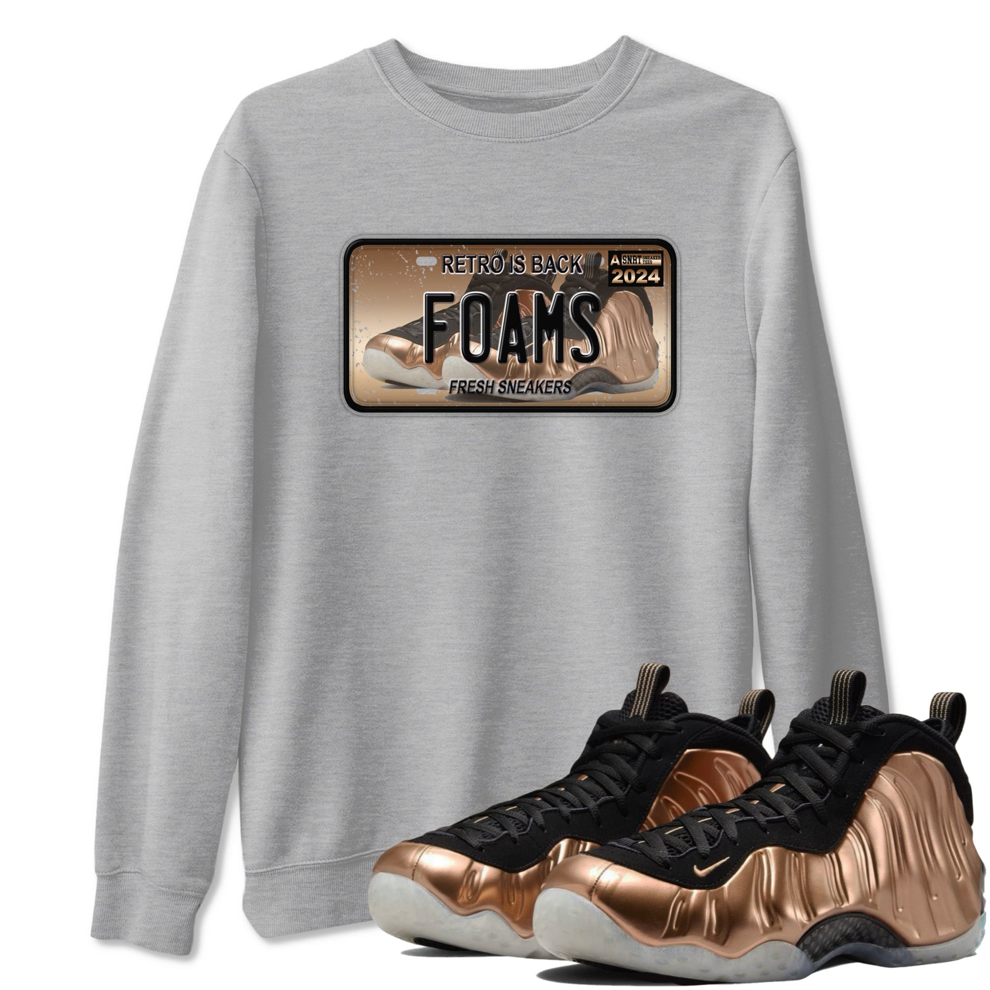 Air Foamposite One Metallic Copper shirts to match jordans Sneaker Plate sneaker match tees Foams One Metallic Copper match shoes to clothes SNRT Sneaker Tees unisex cotton Heather Grey 1 shirts