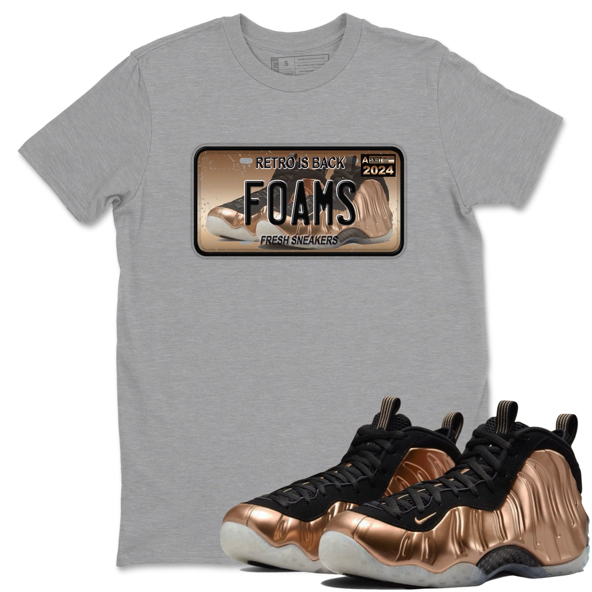 Air Foamposite One Metallic Copper shirts to match jordans Sneaker Plate sneaker match tees Foams One Metallic Copper match shoes to clothes SNRT Sneaker Tees unisex cotton Heather Grey 1 shirts