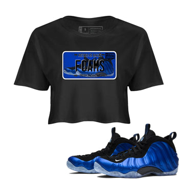 Foams One Royal shirts to match jordans Sneaker Plate sneaker match tees Air Foamposite One Royal match shoes to clothes SNRT Sneaker Tees unisex cotton Black 1 crop tee