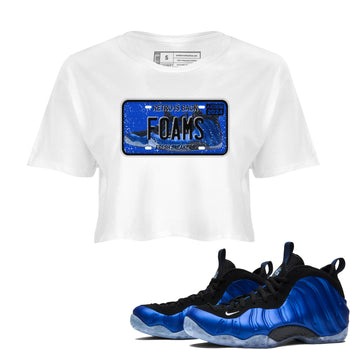 Foams One Royal shirts to match jordans Sneaker Plate sneaker match tees Air Foamposite One Royal match shoes to clothes SNRT Sneaker Tees unisex cotton White 1 crop tee