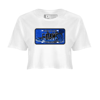 Foams One Royal shirts to match jordans Sneaker Plate sneaker match tees Air Foamposite One Royal match shoes to clothes SNRT Sneaker Tees unisex cotton White 2 crop tee