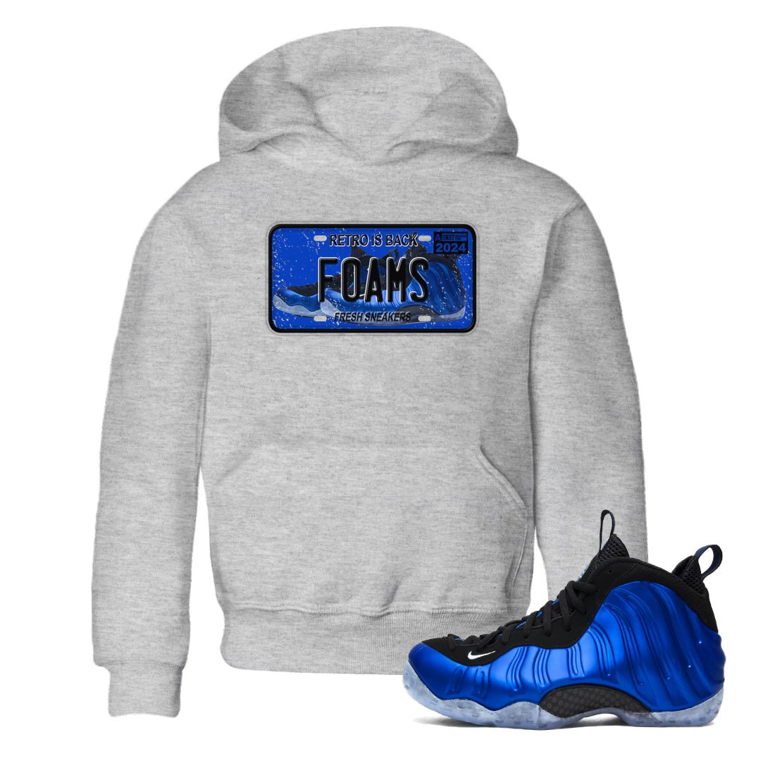 Foams One Royal shirts to match jordans Sneaker Plate sneaker match tees Air Foamposite One Royal match shoes to clothes SNRT Sneaker Tees Youth Baby Heather Grey 1 tee