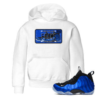 Foams One Royal shirts to match jordans Sneaker Plate sneaker match tees Air Foamposite One Royal match shoes to clothes SNRT Sneaker Tees Youth Baby White 1 tee