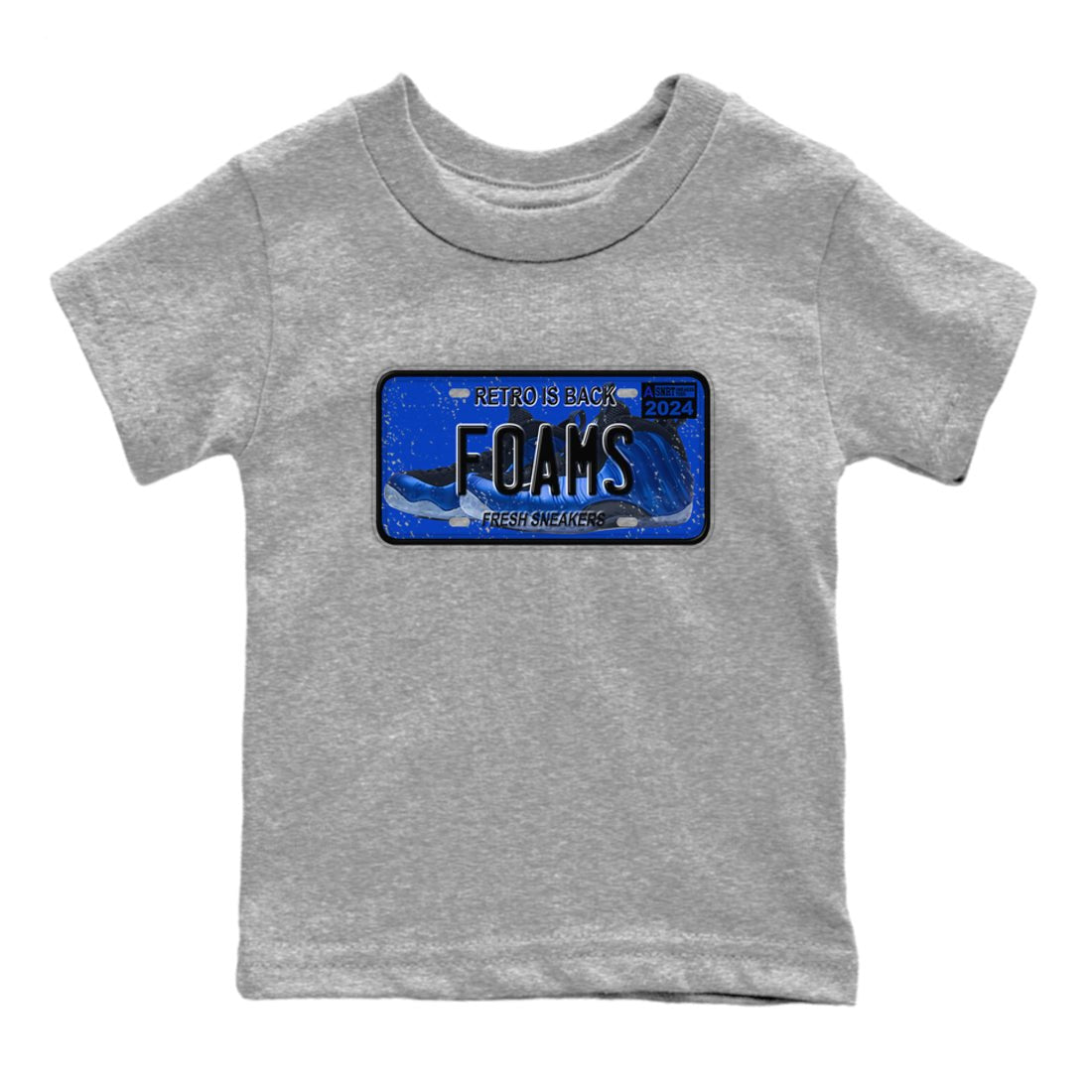 Foams One Royal shirts to match jordans Sneaker Plate sneaker match tees Air Foamposite One Royal match shoes to clothes SNRT Sneaker Tees Youth Baby Heather Grey 2 tee