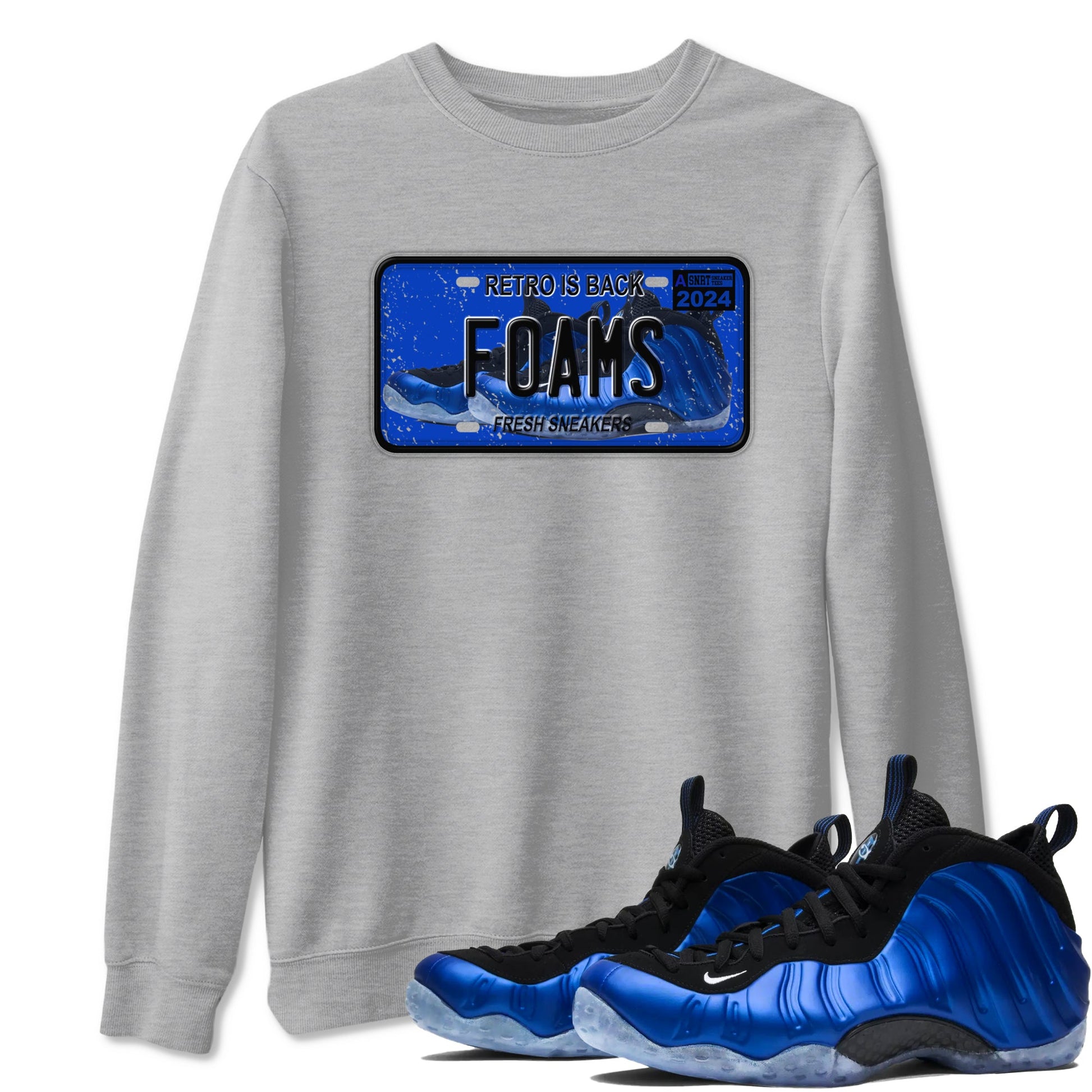Foams One Royal shirts to match jordans Sneaker Plate sneaker match tees Air Foamposite One Royal match shoes to clothes SNRT Sneaker Tees unisex cotton Heather Grey 1 shirts